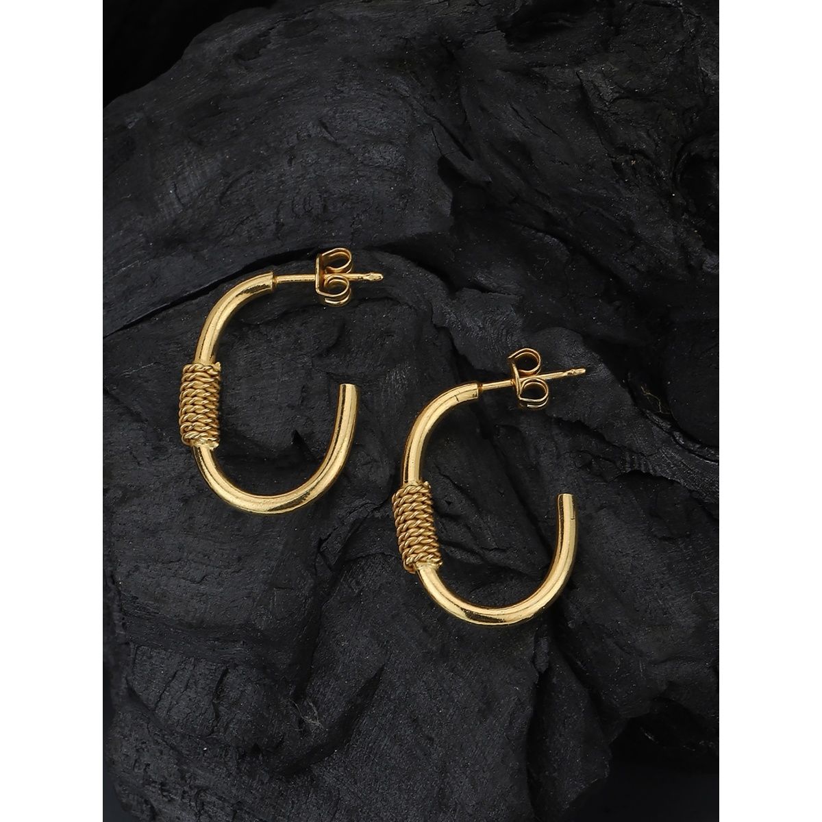 Buy Carlton London 18Kt Gold Plated Half Hoop Earrings Online