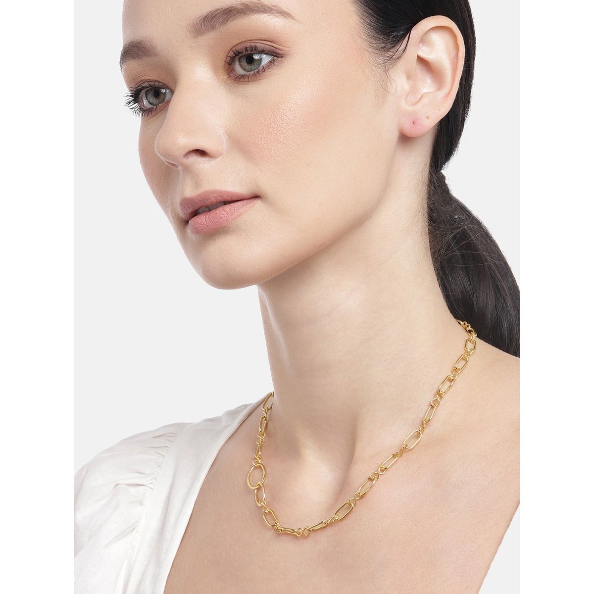 Buy Carlton London 18Kt Gold Plated Toggle Necklace Link Chain Online