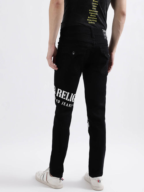 Buy True Religion Men Black Printed Skinny Fit Jeans (29) Online