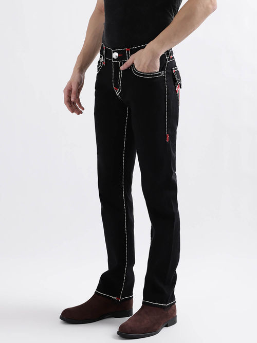 Straight Jean True Religion Black White Stitching True Religion
