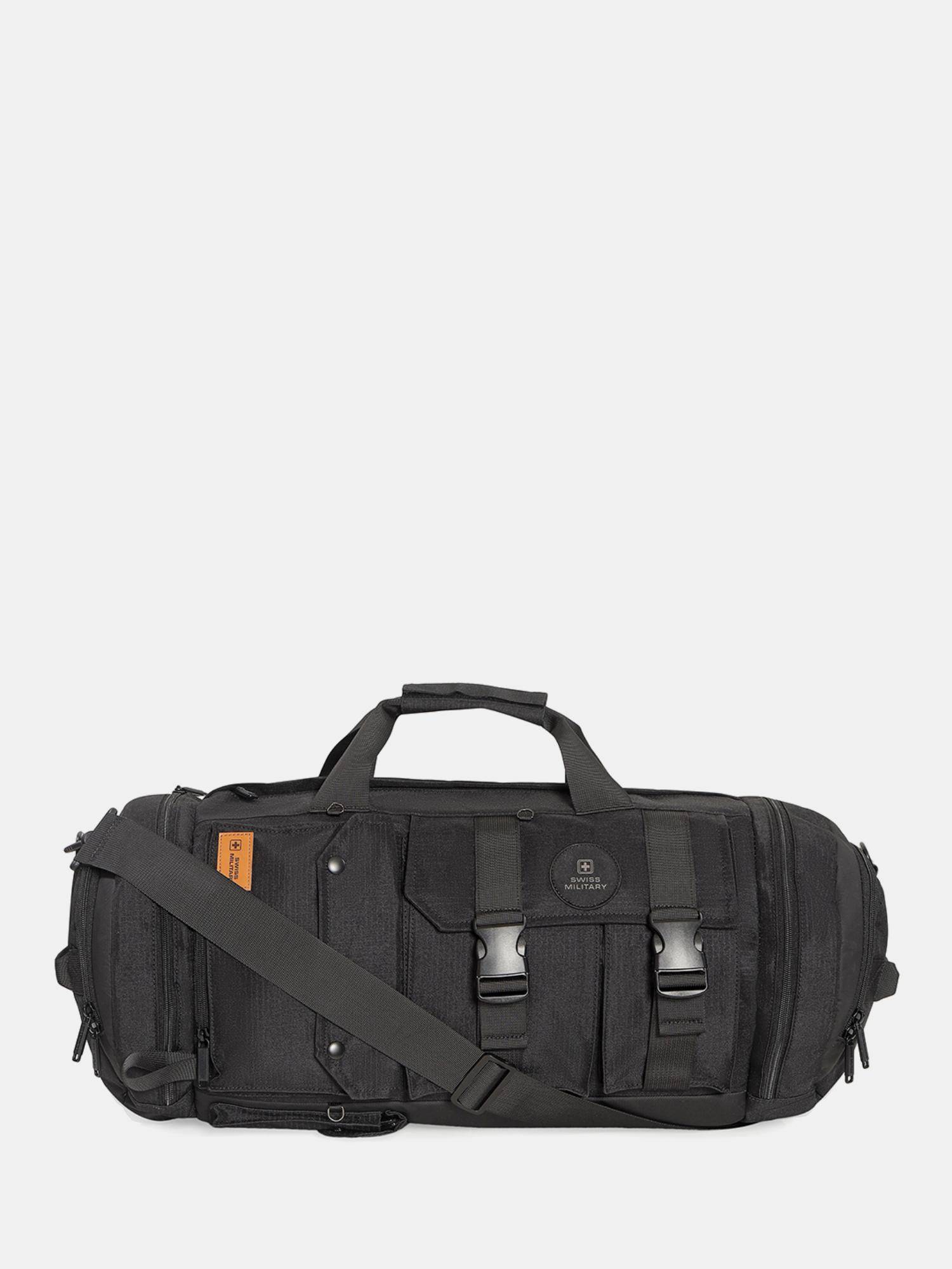 Swiss Military Sports or Gym Duffel Bag with Detachable Strap - Black