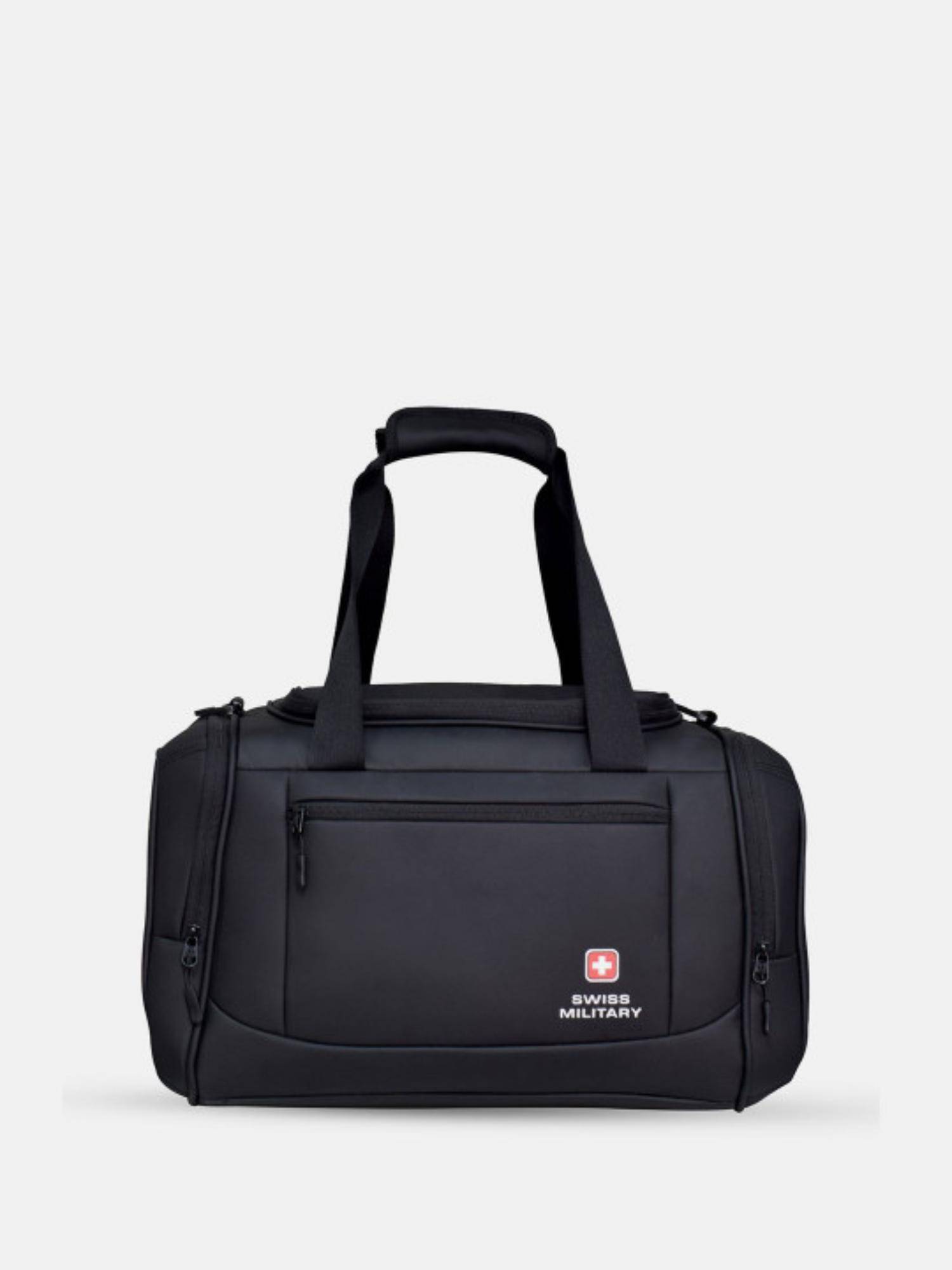 Swiss Military Sports or Gym Duffel Bag with Detachable Strap - Black