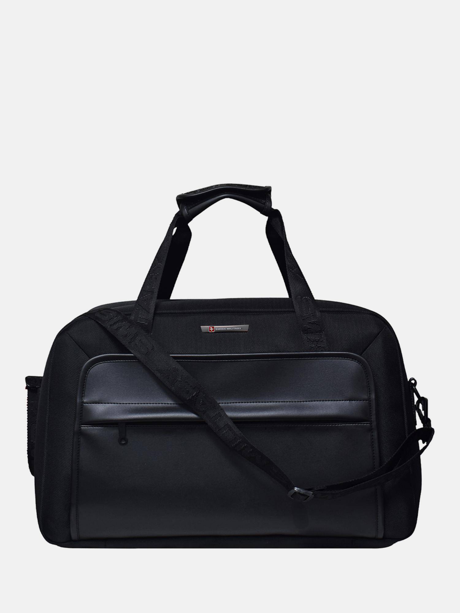 Swiss Military Sports or Gym Duffel Bag with Detachable Strap - Black