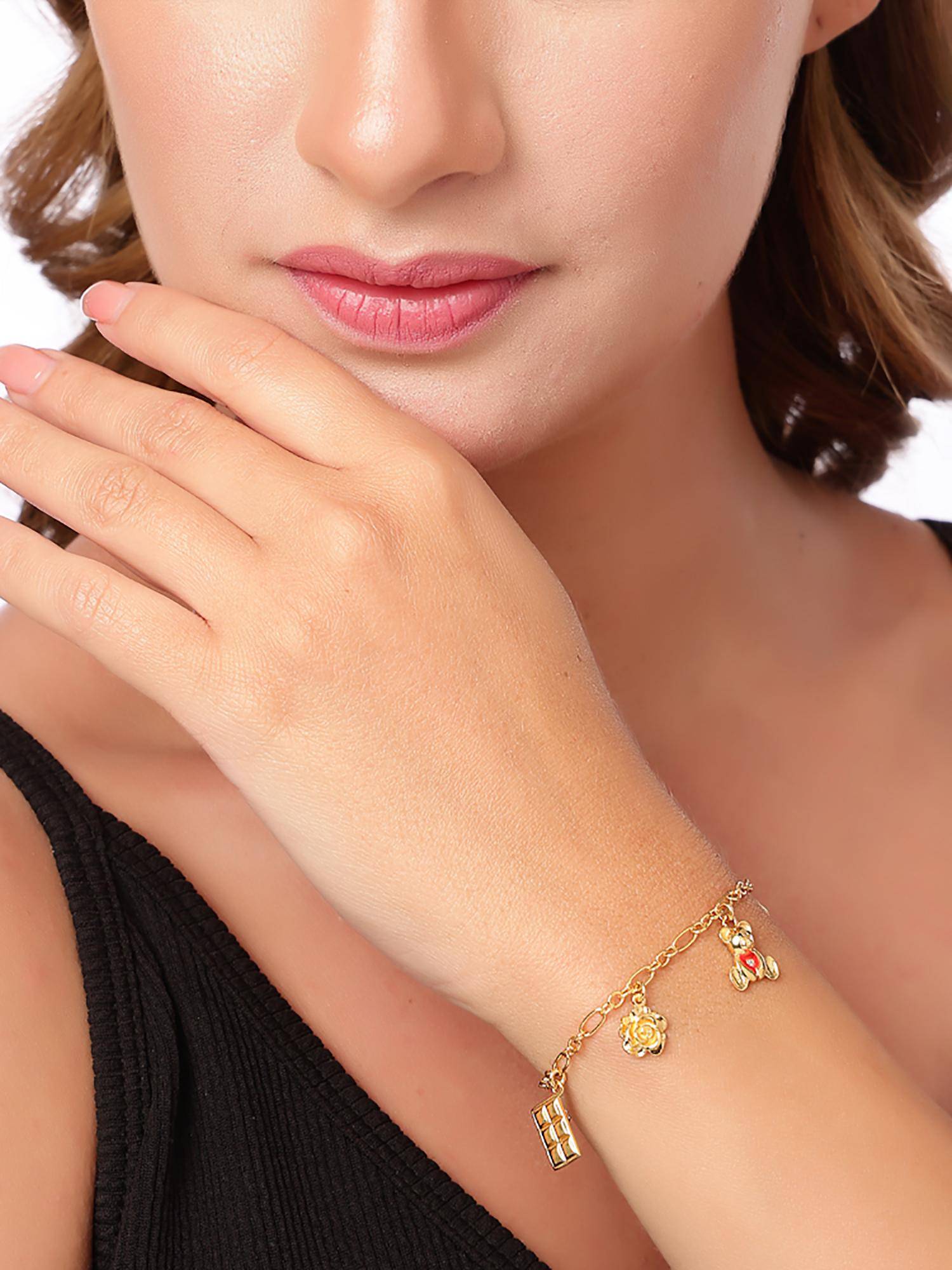 Carlton London 18Kt Plated Charm Bracelet