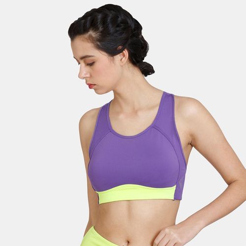 Buy Zivame Zelocity Quick Dry Sports Bra With Removable Padding - Ultra  Violet Online