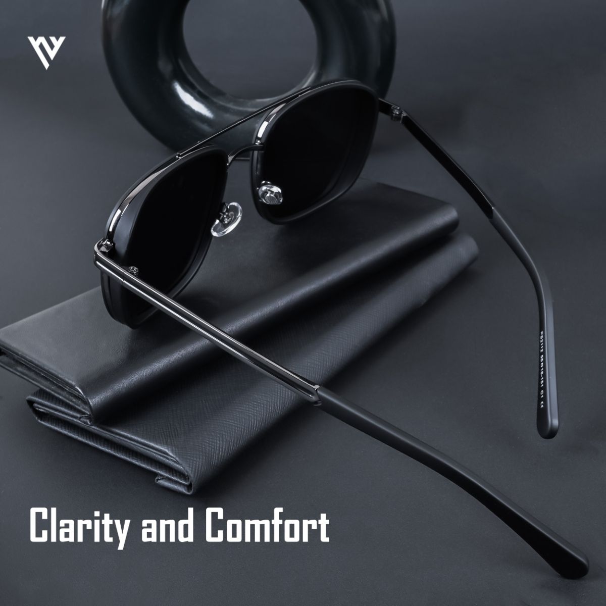 Black/Gunmetal Rectangle Polarized Sunglass for Men