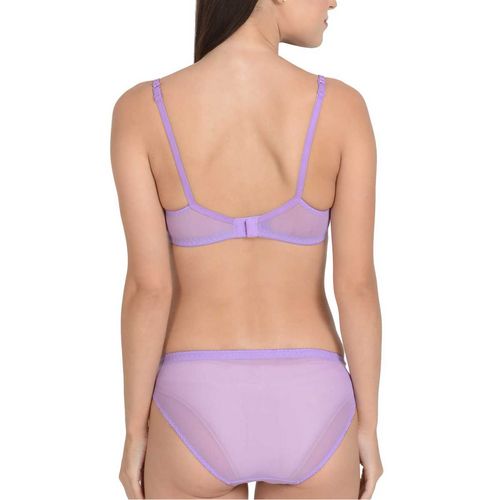 Buy Mod & Shy Self-Design Soft Lace Lingerie Set - Purple Online
