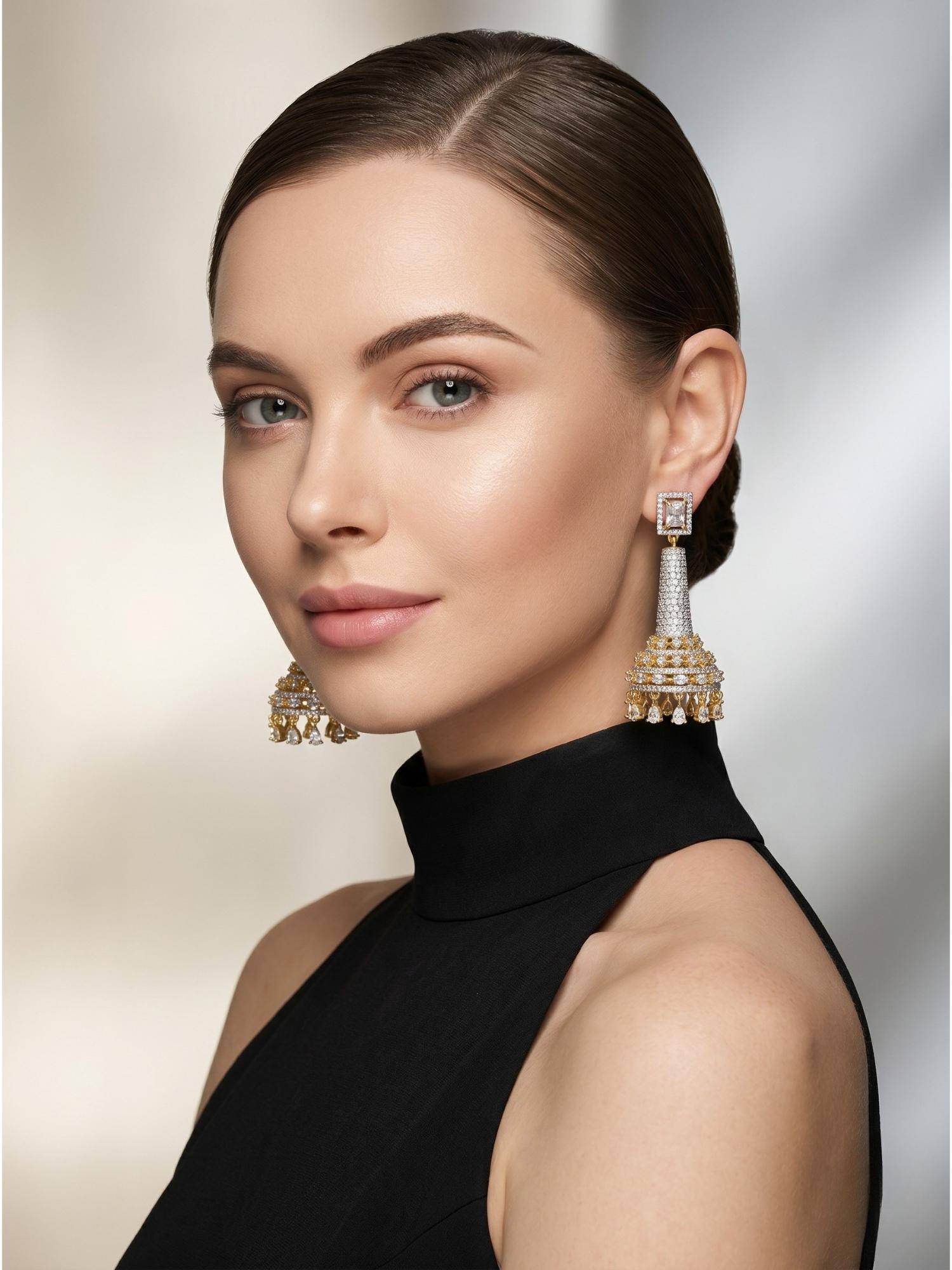 Adwitiya Gold and Diamond Statement Jhumka Earrings