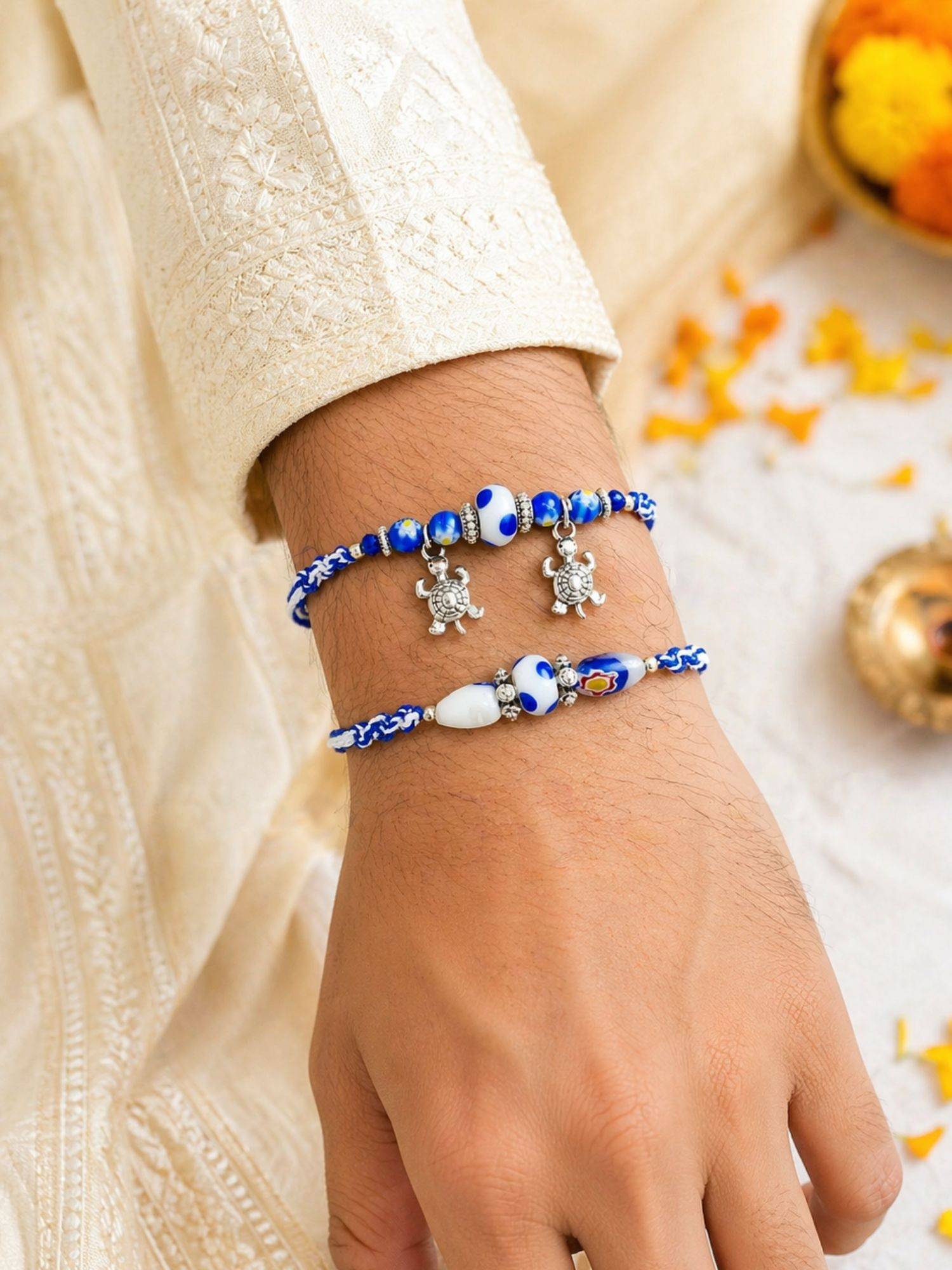 Digital Dress Room Evil Eye Turtle Rakhis (Pack of 2)