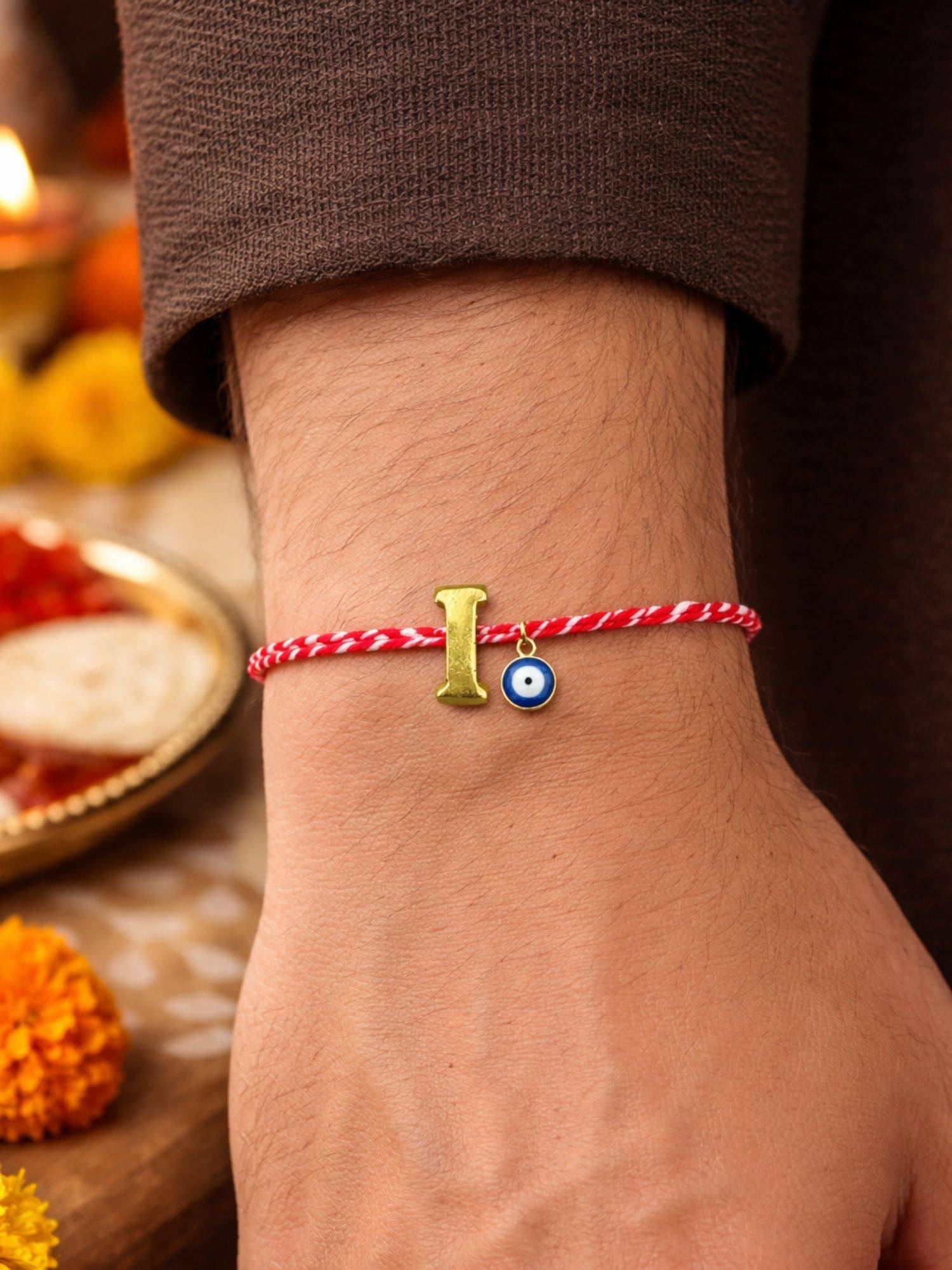 Digital Dress Room I Letter Evil Eye Thread Rakhi