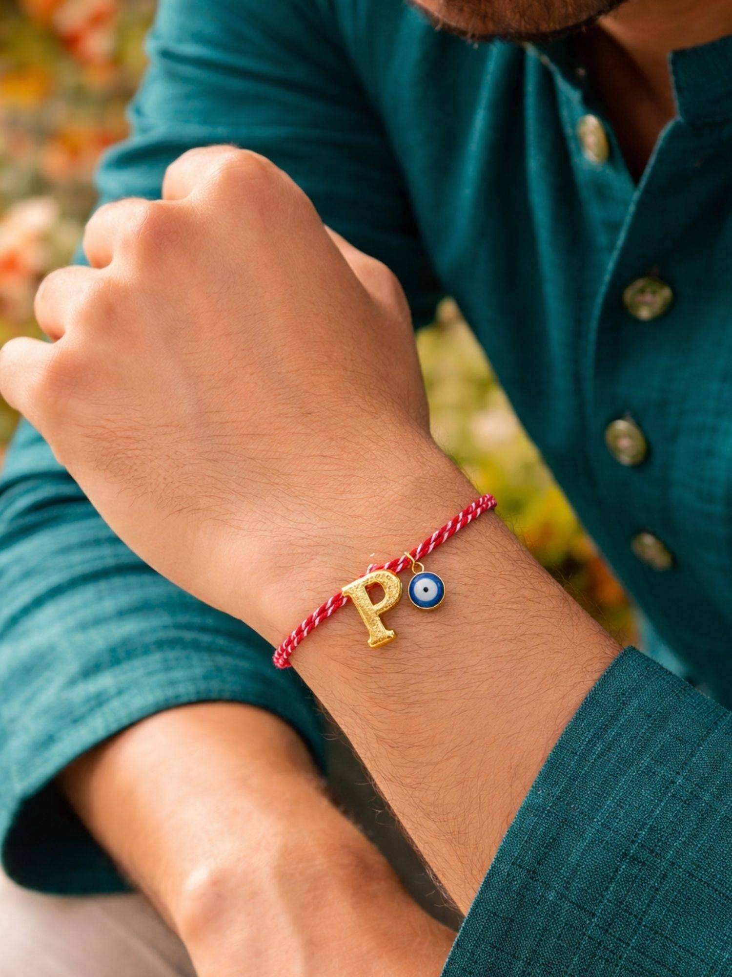 Digital Dress Room P Letter Evil Eye Thread Rakhi