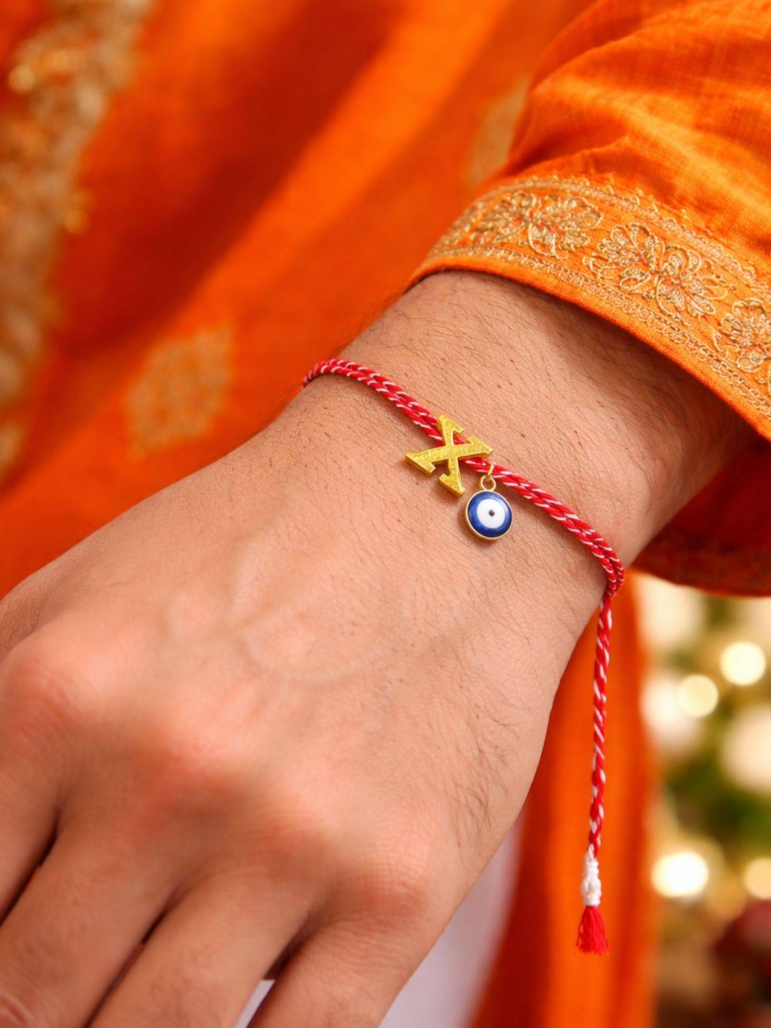 Digital Dress Room X Letter Evil Eye Thread Rakhi