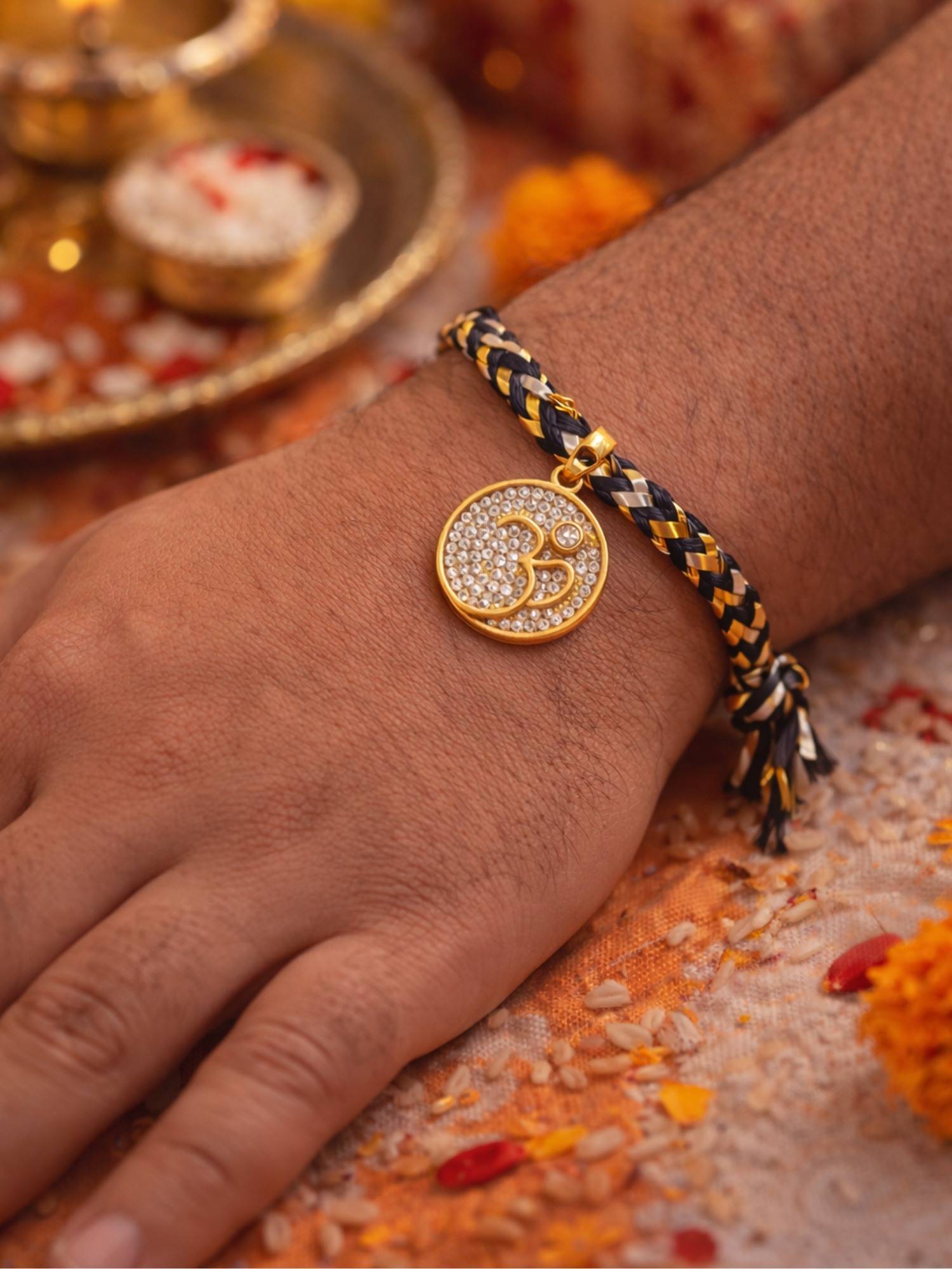Digital Dress Room Om Pendant Stone Studded Rakhi