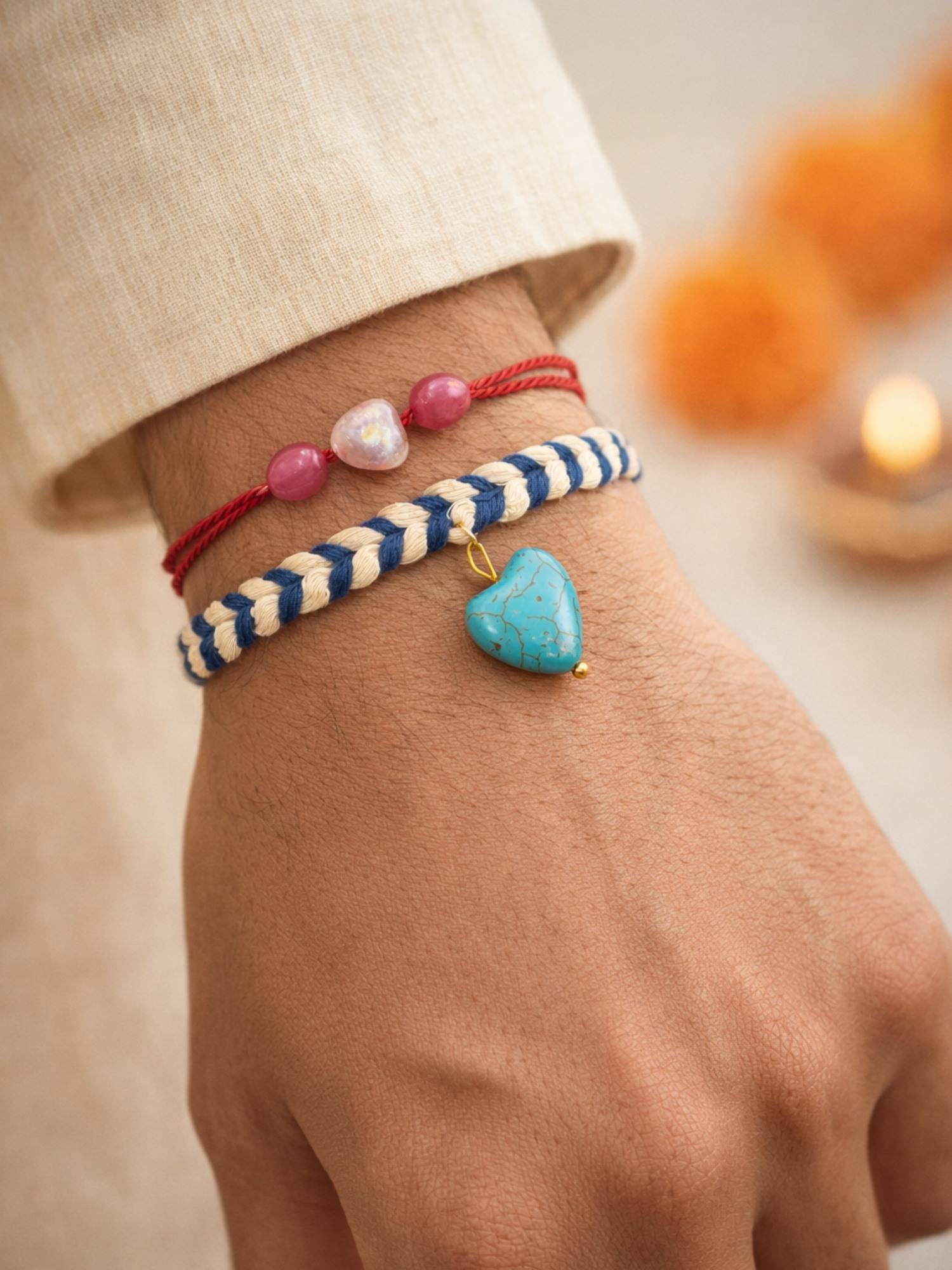 Digital Dress Room Multi-Color Heart and Beads Rakhis (Pack of 2)