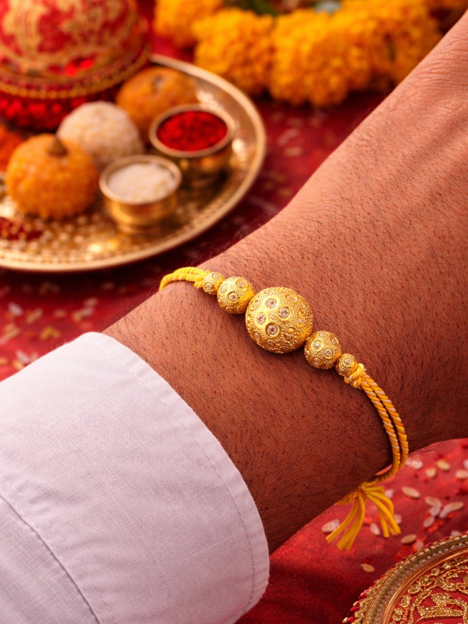 Digital Dress Room Gold Bead Thread Rakhi