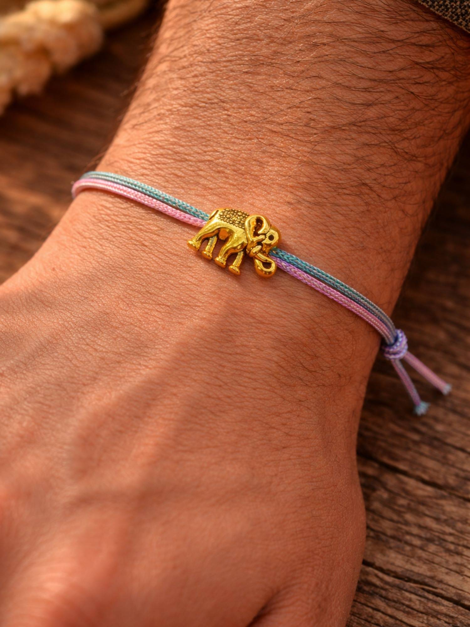 Digital Dress Room Gold Elephant Thread Rakhi