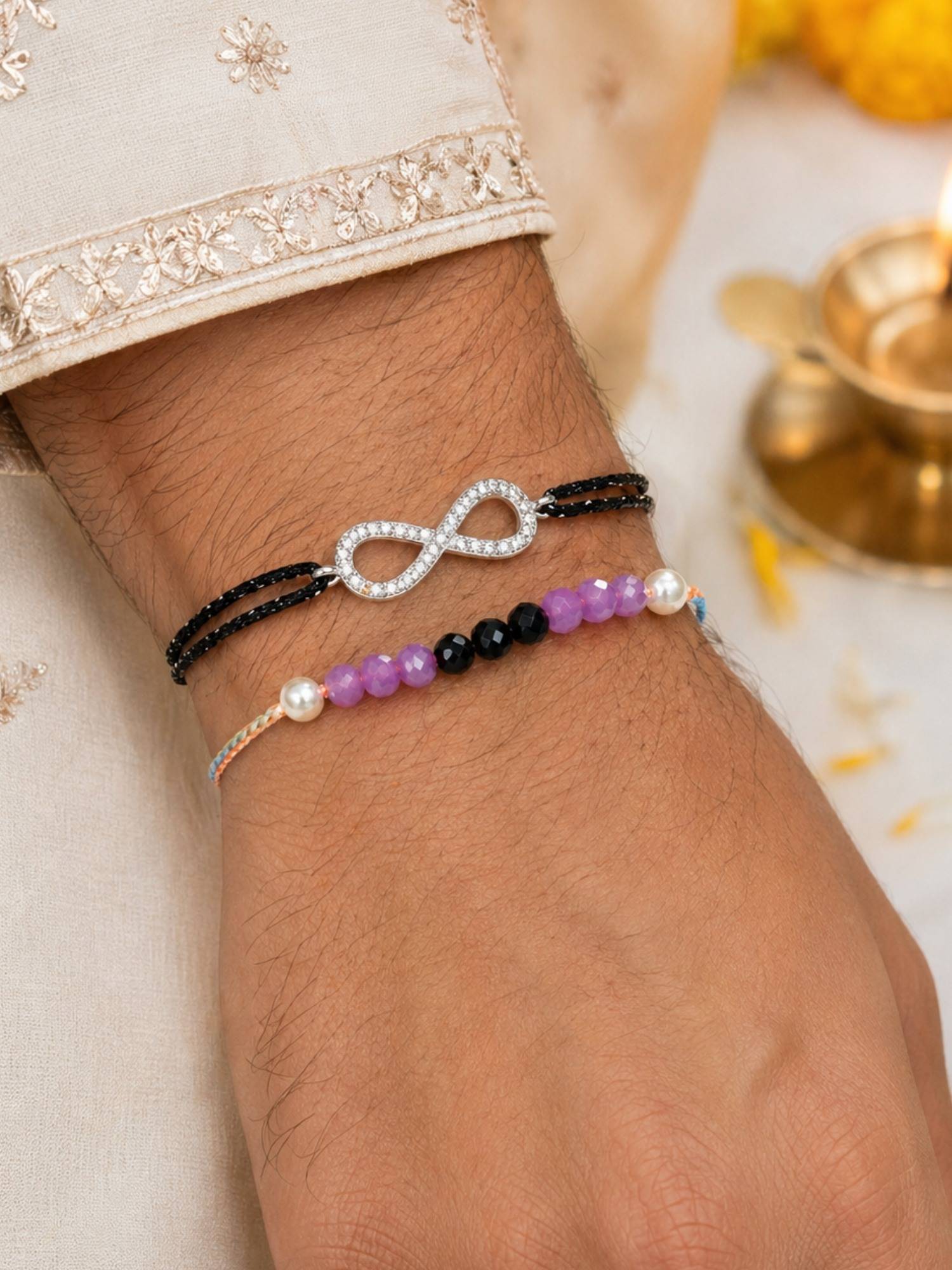 Digital Dress Room Multi-Color Infinity Crystal Rakhis (Pack of 2)