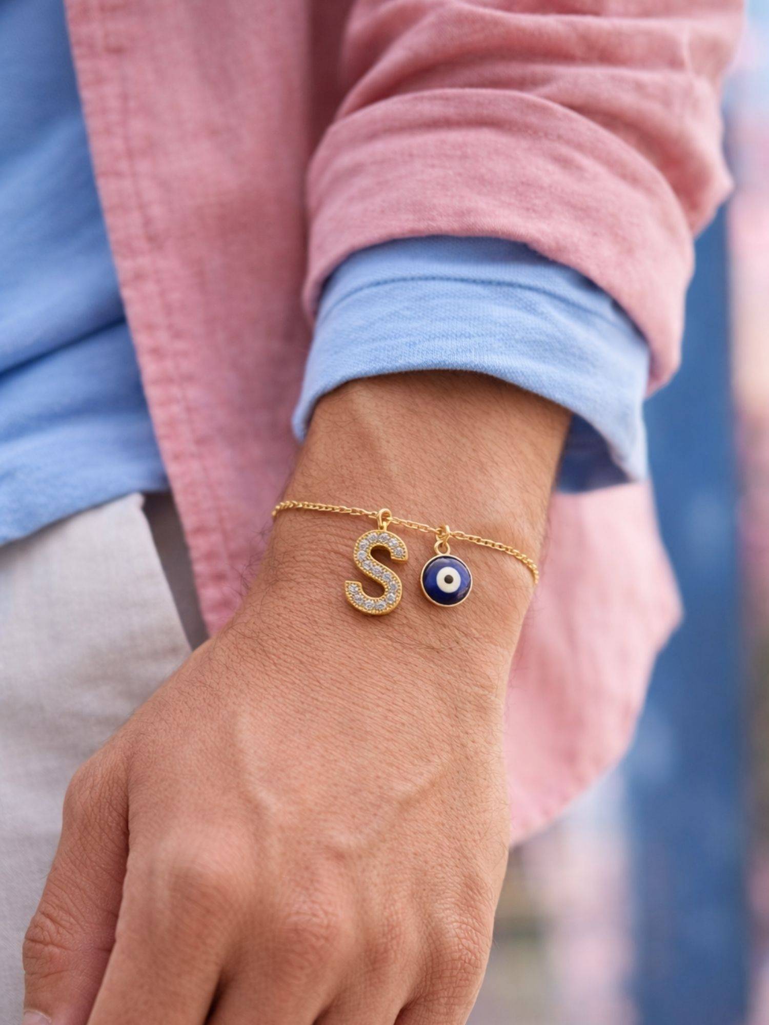 Digital Dress Room S Letter Ad Stone Initial Name Bracelet Rakhi