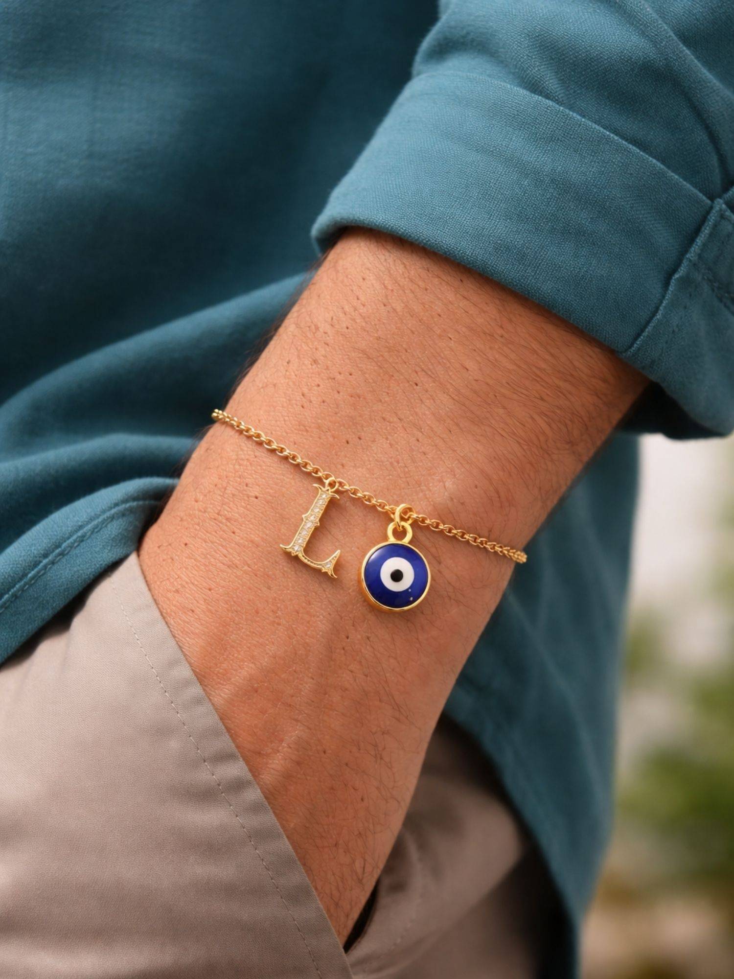 Digital Dress Room L Letter Initial Name Evil Eye Bracelet Rakhi