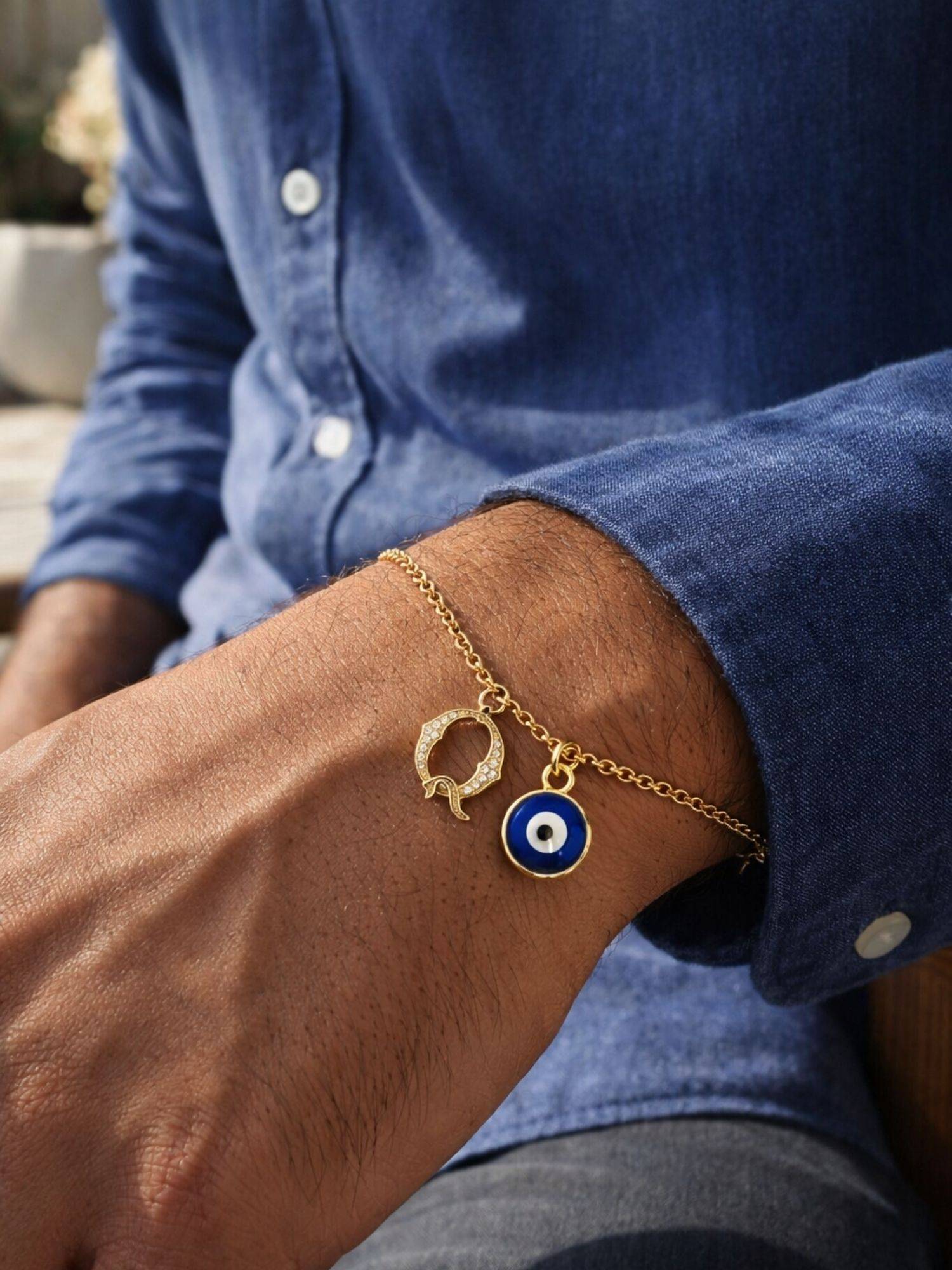 Digital Dress Room Q Letter Initial Name Evil Eye Bracelet Rakhi