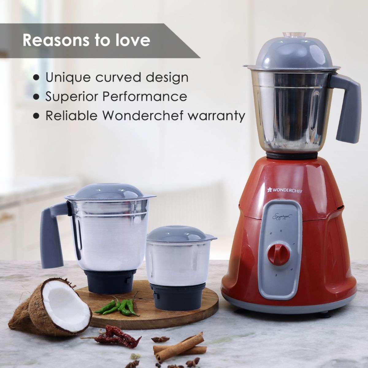Wonderchef Tivoli Mixer Grinder 750 W Red & Grey Buy Wonderchef Tivoli