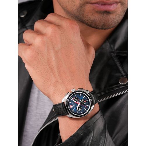 Swiss Military Hanowa Orologio da uomo Roadrunner Advanced con cinturino in acciaio inox DayDate vetro zaffiro, Nero