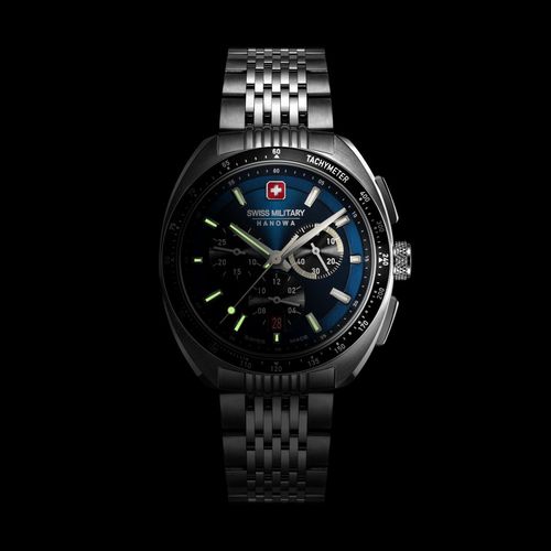 Buy Swiss Military Hanowa GREYHOUND CHRONO Round Navy Blue Dial