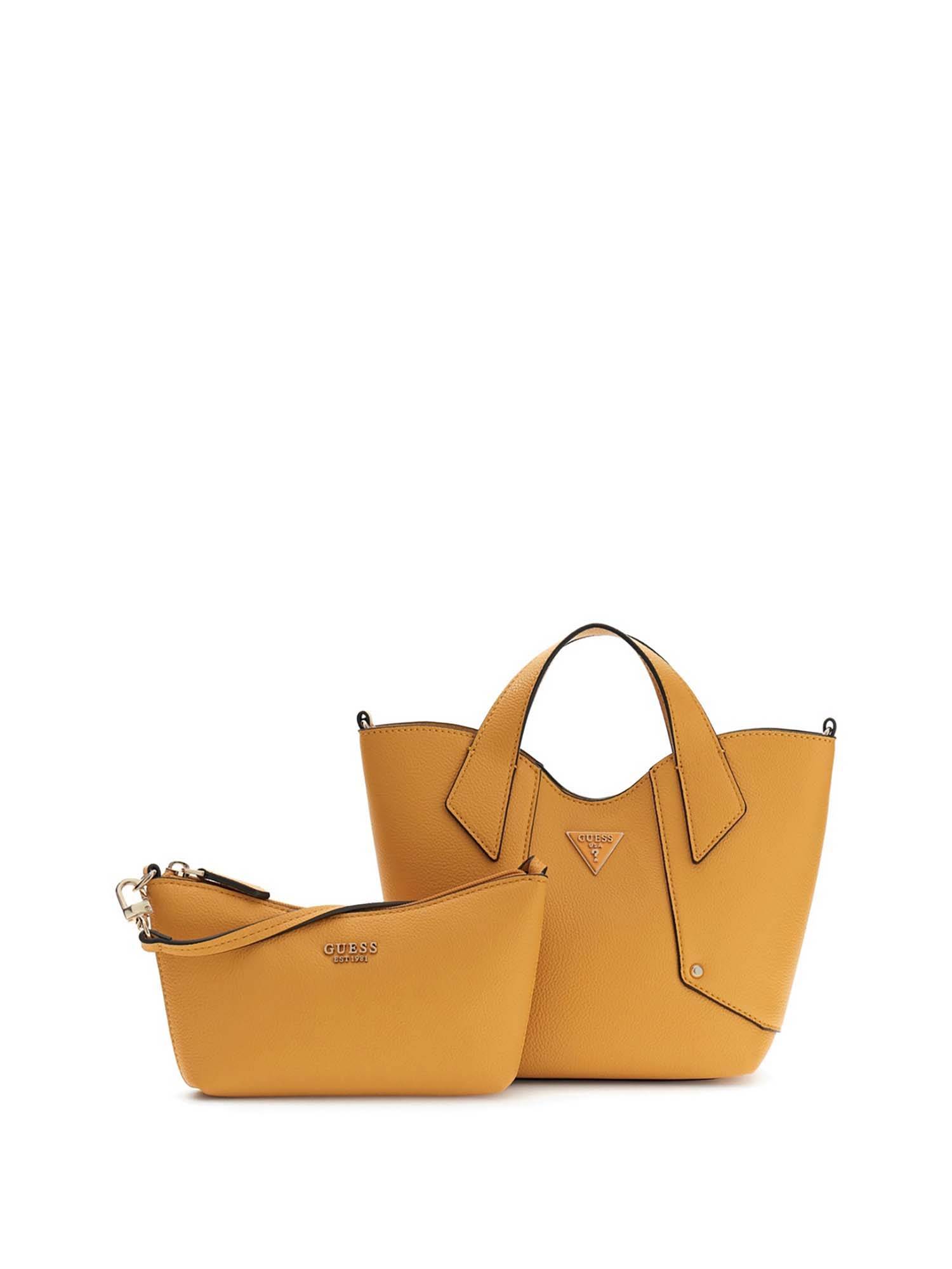 Guess Women Yellow Darcy Handbag with Inner Bag and Detachable Strap