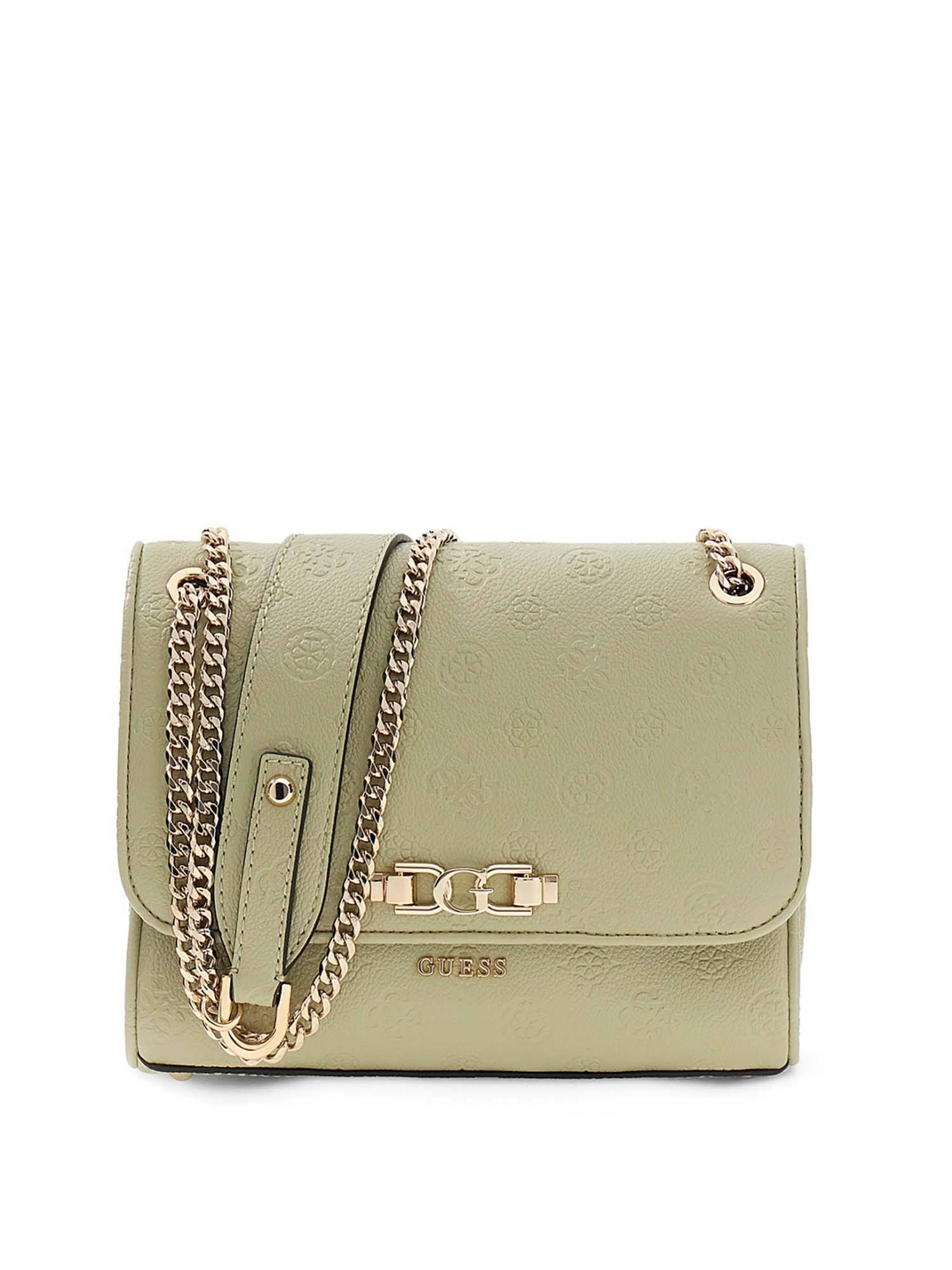 Guess Women Olive Textured Logo Anise Convertible Crossbody Bag