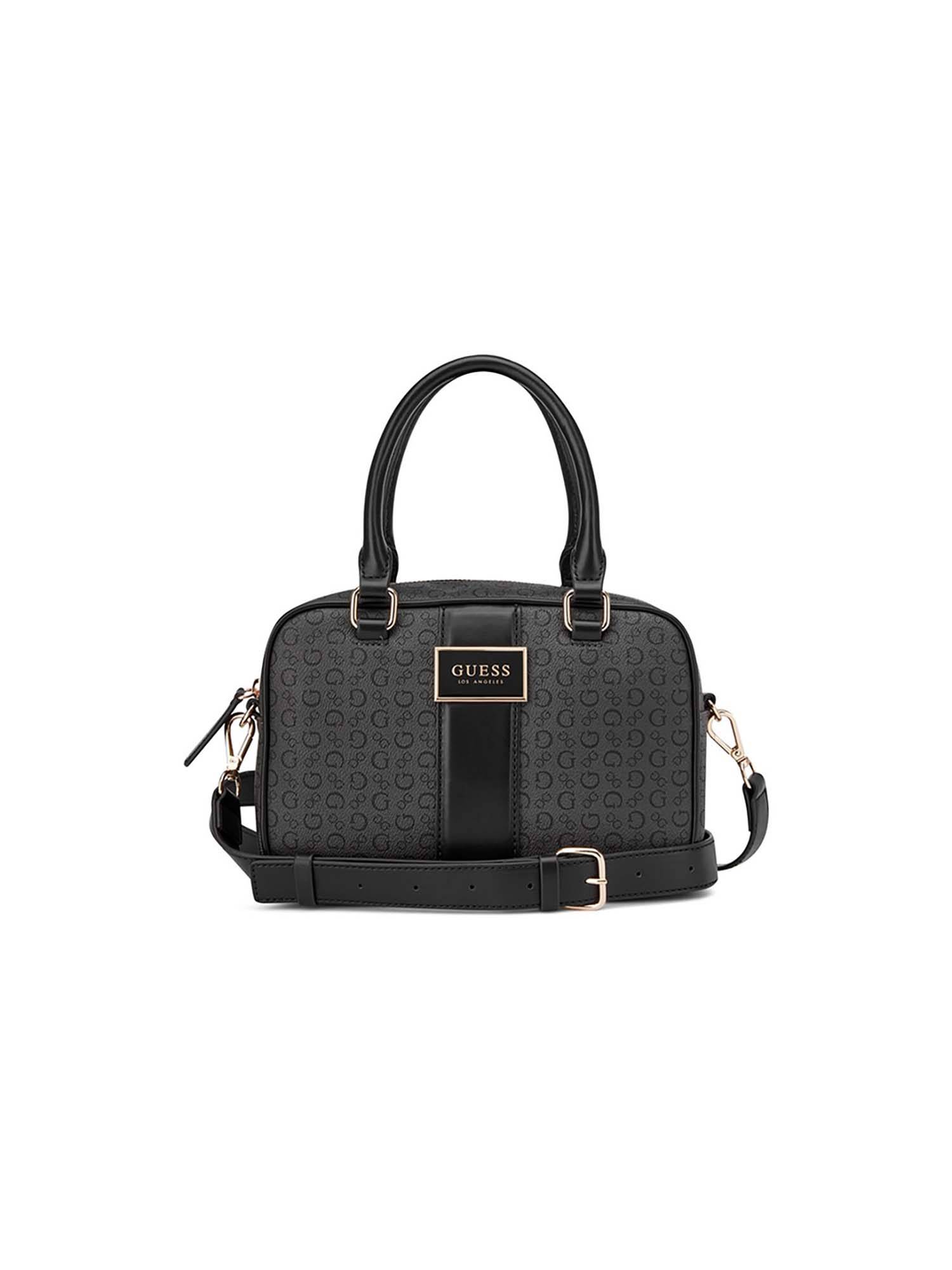 Guess Women Charcoal Printed Isabella Handbag with Detachable Strap