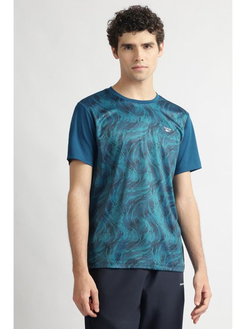 Reebok Mens Blue Printed T-Shirt
