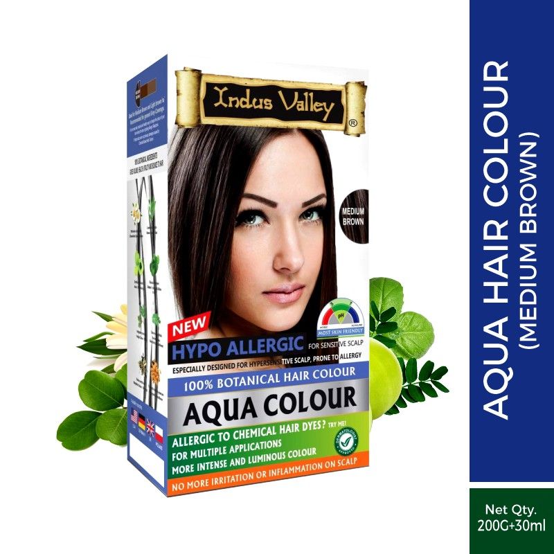 Indus Valley Hypo Allergic Aqua 100% Botanical Hair Colour - Medium Brown:  Buy Indus Valley Hypo Allergic Aqua 100% Botanical Hair Colour - Medium  Brown Online at Best Price in India | Nykaa