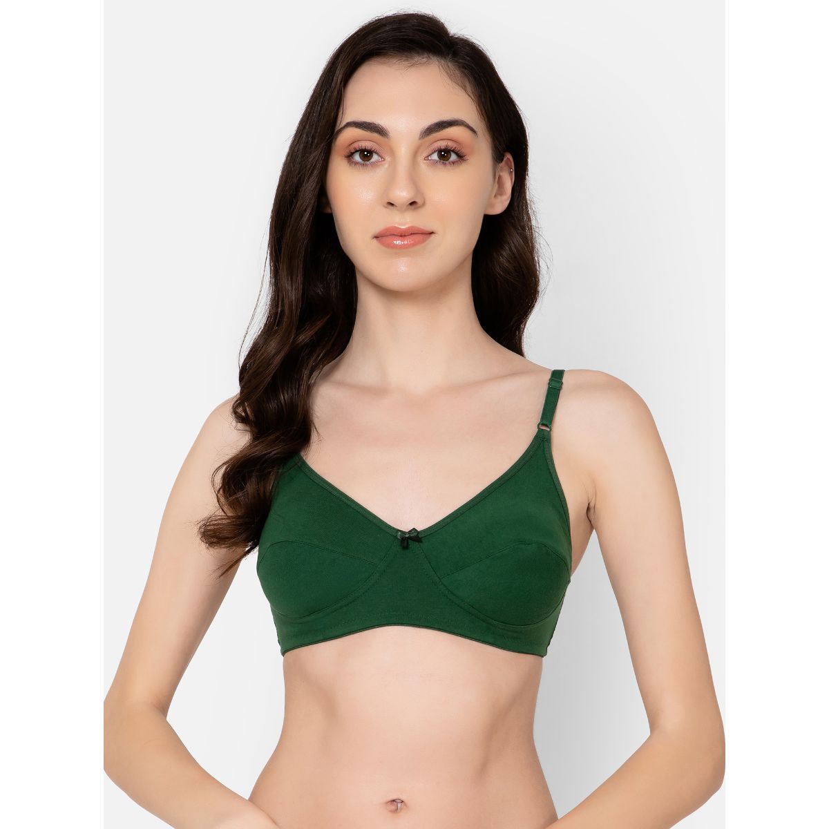 Buy Clovia Polyamide Solid Padded Full Cup Wire Free T-shirt Bra - Light  Green Online