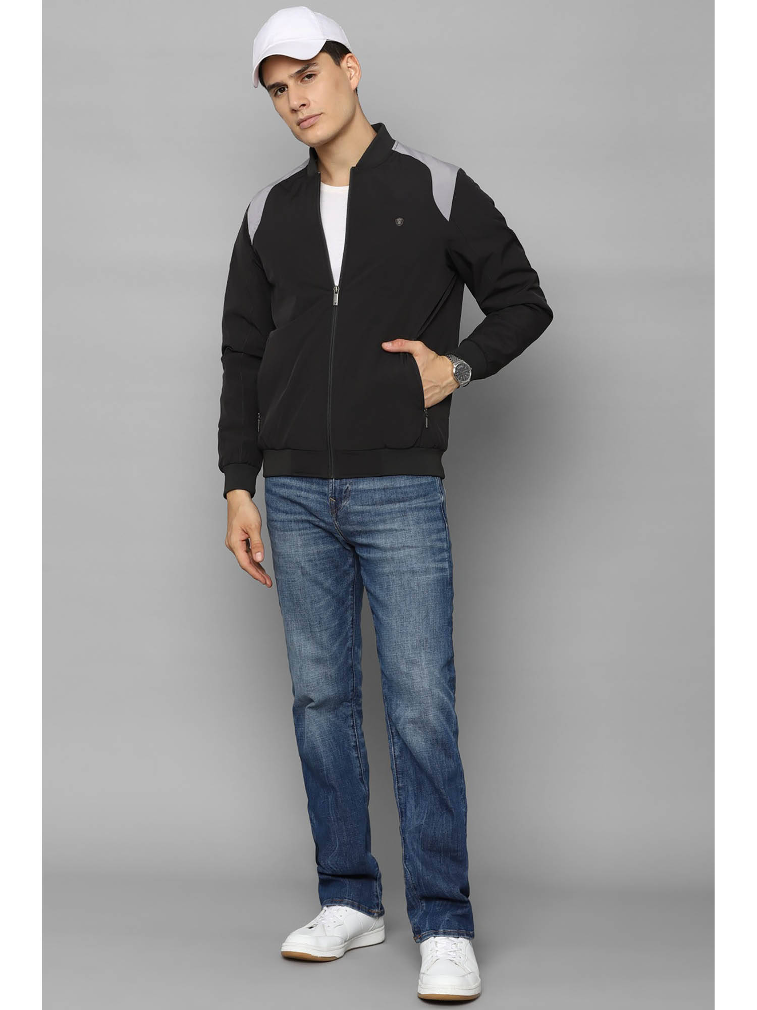 Buy Louis Philippe Black Colorblock Regular Fit Jacket Online