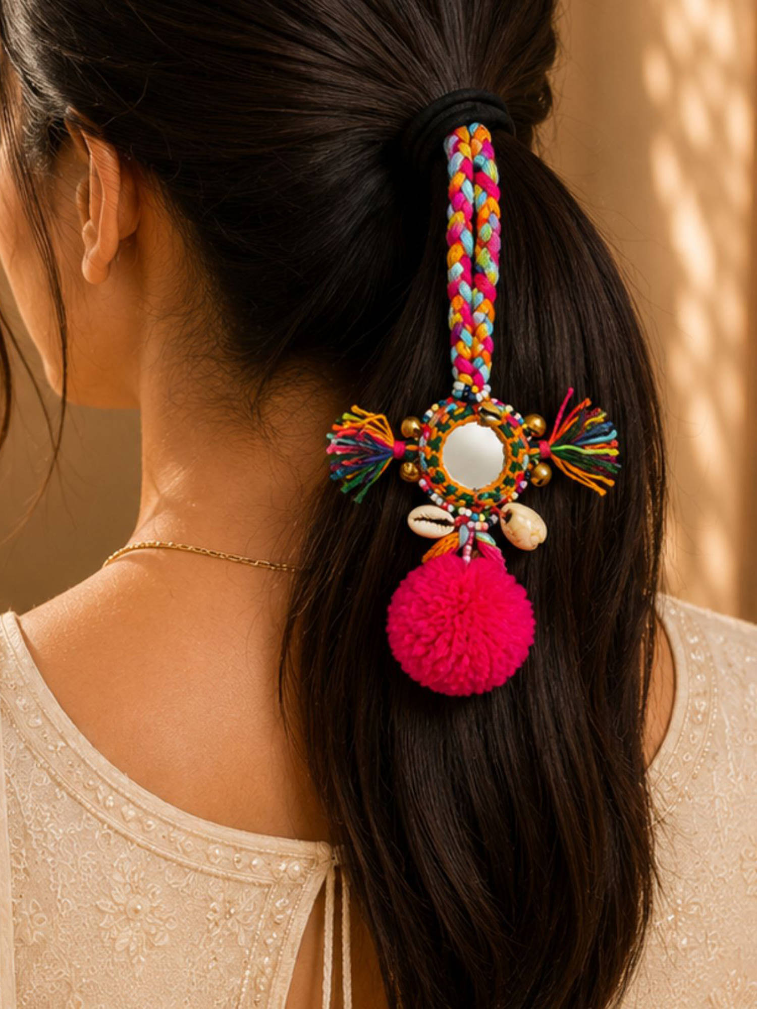 Viana Jewels Chamki Charm Hanging Boho Rubber Band for Women