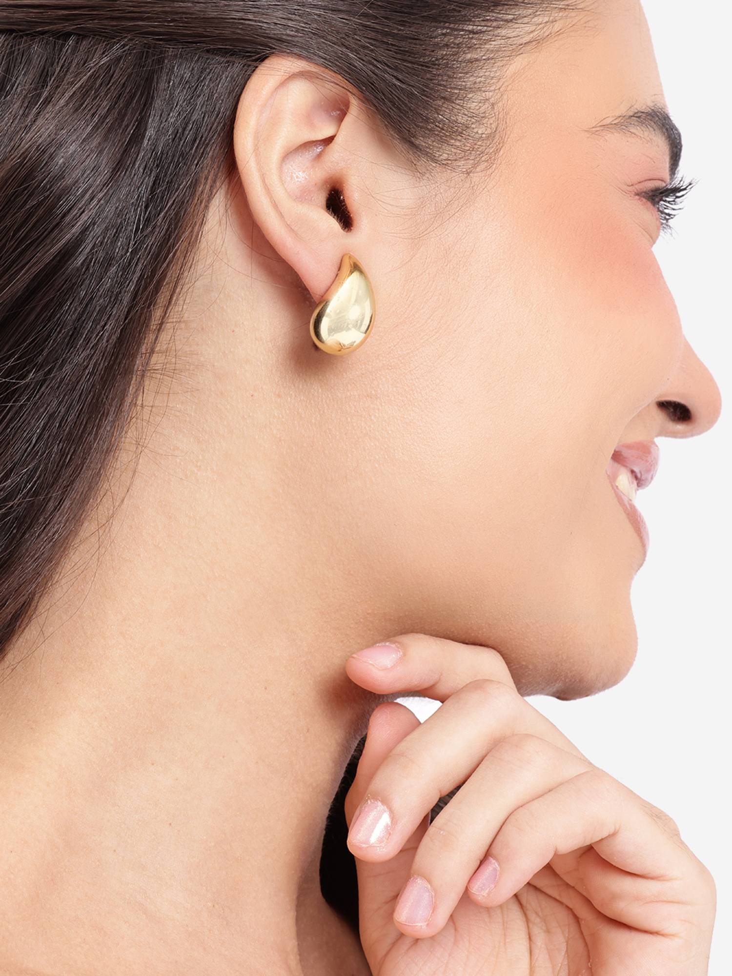 Carlton London Gold Plated Tear Drop Bold Stud Earring