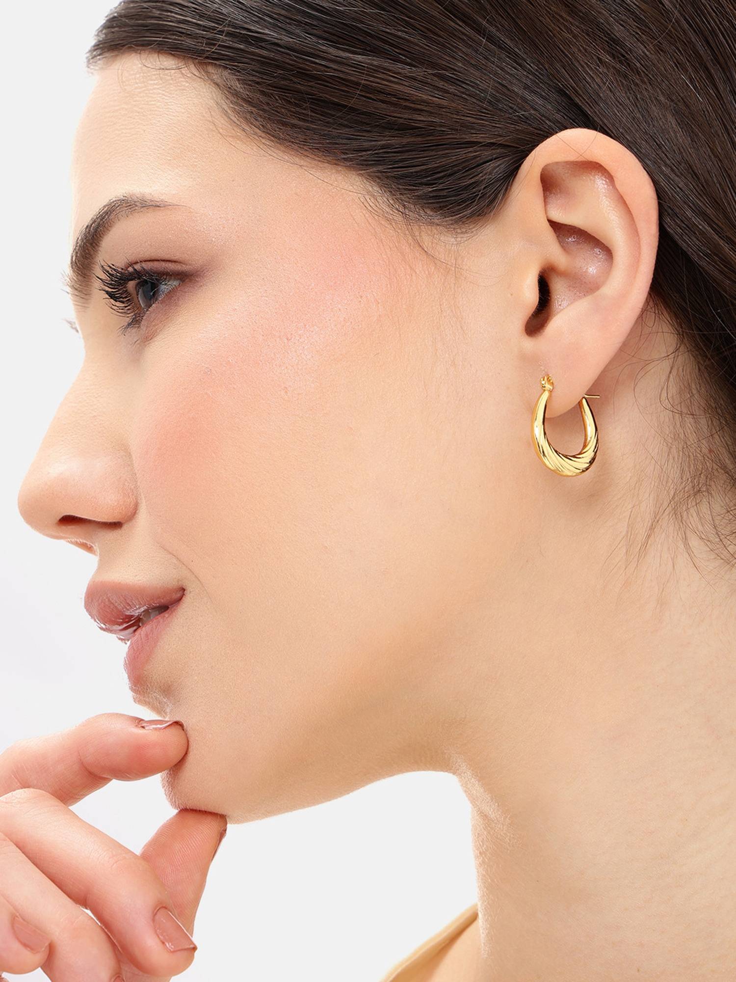 Carlton London Gold-Plated Twisted Oval Hoop Earrings