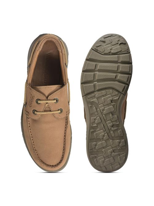 Buy WOODLAND Mens Camel Tan Boat Shoes Online