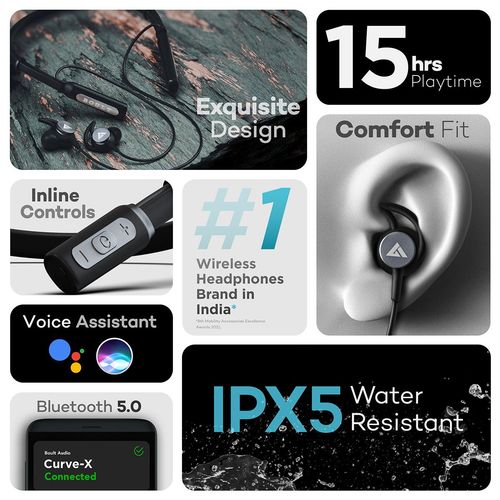 Wireless Earphones Boult Curve Neckband Battery Boult Audio