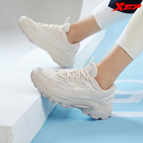 Off White 2019 Dad Shoes Xtep Women Off White Textured Running