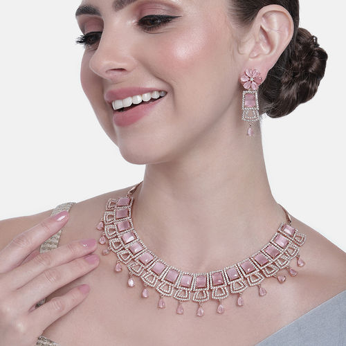 Buy Estele Rose Gold Plated Cz Gorgeous Necklace Set with Mint
