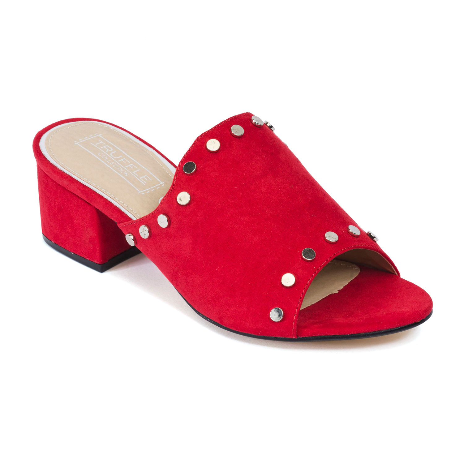 Red low best sale heel mules