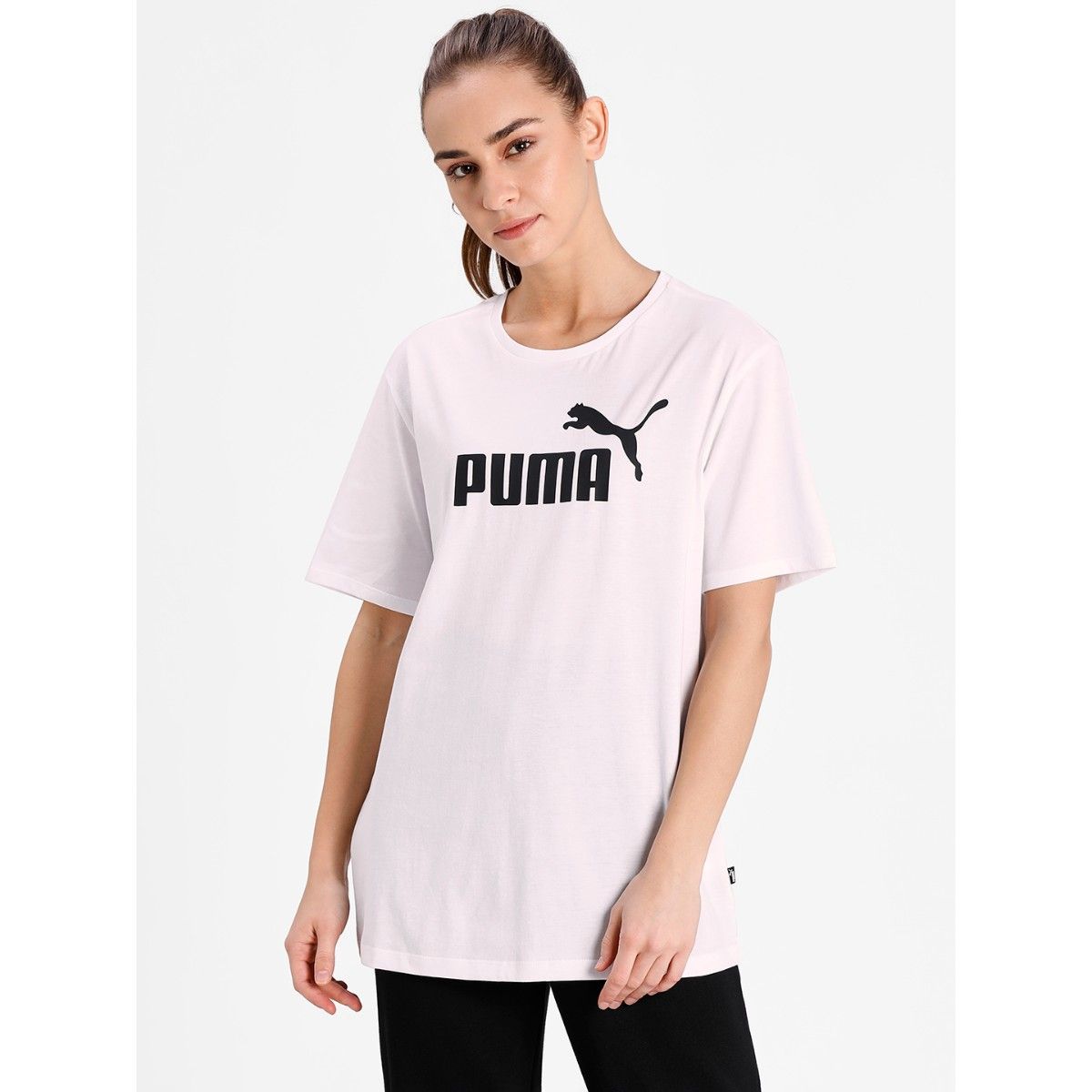 Puma Essentials Logo Boyfriend Fit Women White T-Shirt: Buy Puma ...