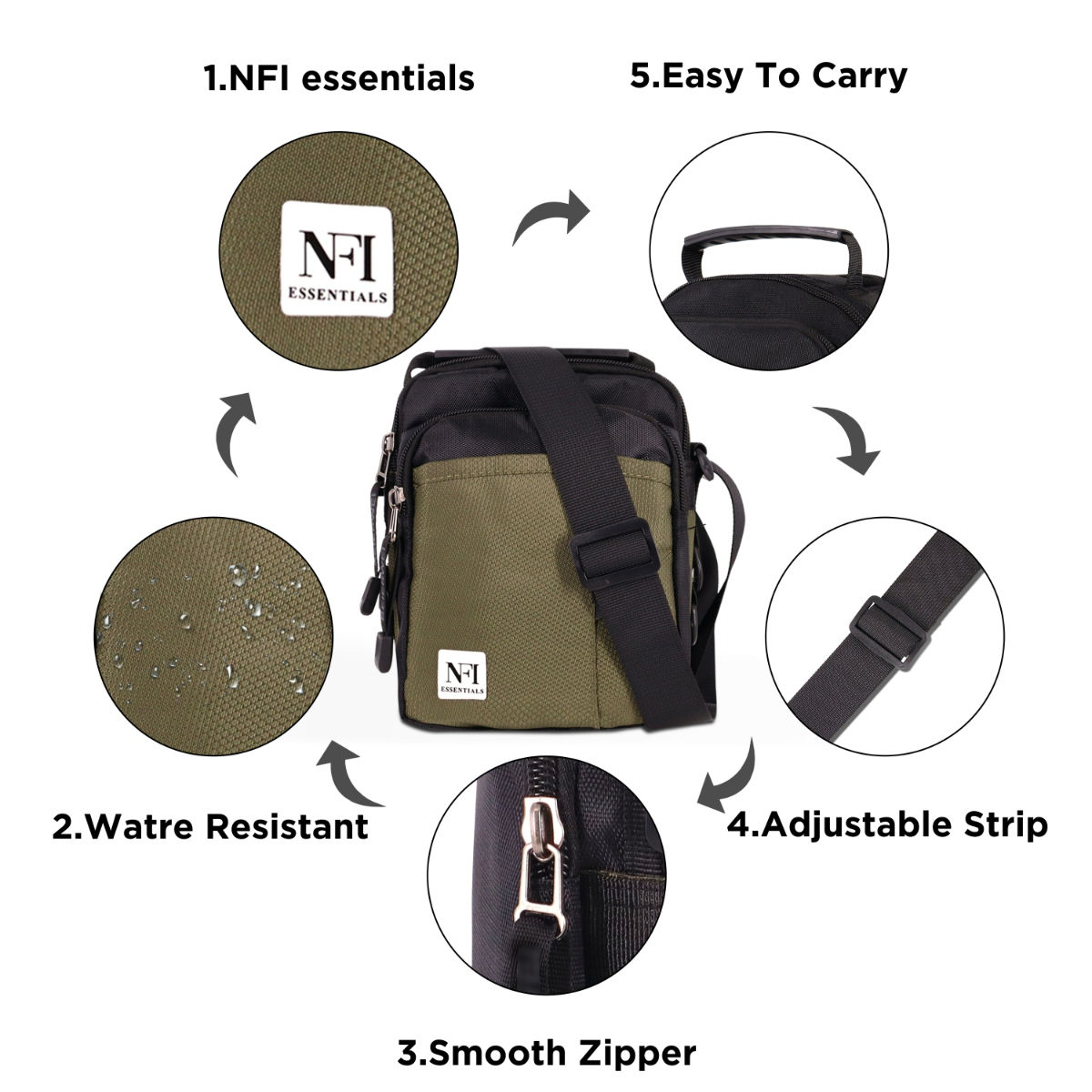 NFI Essentials Small Size Unisex Sling Bag Cross Body Travel Office