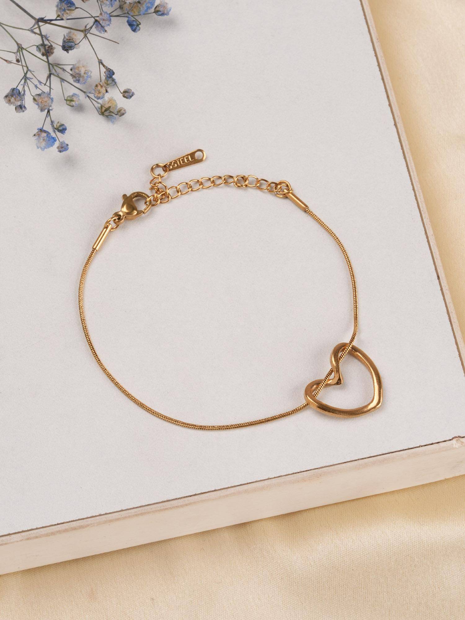 Palmonas Women Gold Slender Hollow Heart Bracelet