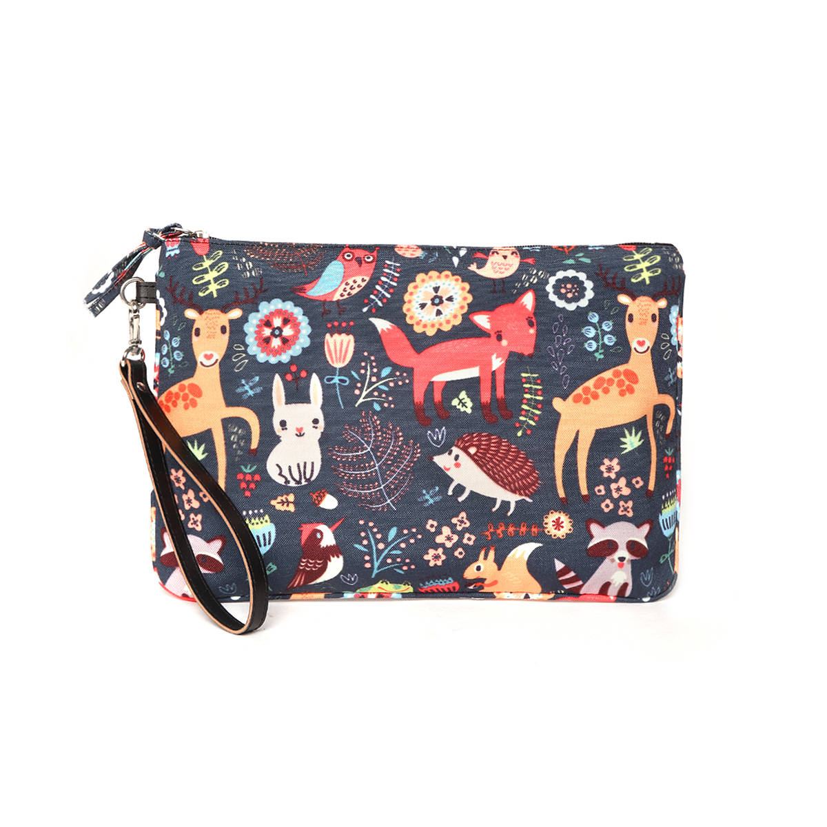 Anekaant Modish Navy & Multi Polyester Quirky Cosmetic Pouch