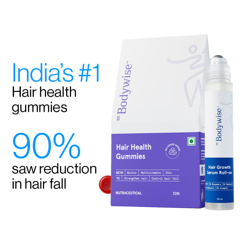 Be Bodywise Advanced Hair Growth Pack- 3% Rosemary Hair Growth Serum (Roll-On) & Biotin Hair Gummies