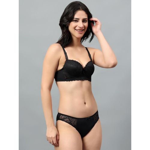 Buy BRACHY Women Black Heavily-Padded Push-Up Bikini Bra and Panty