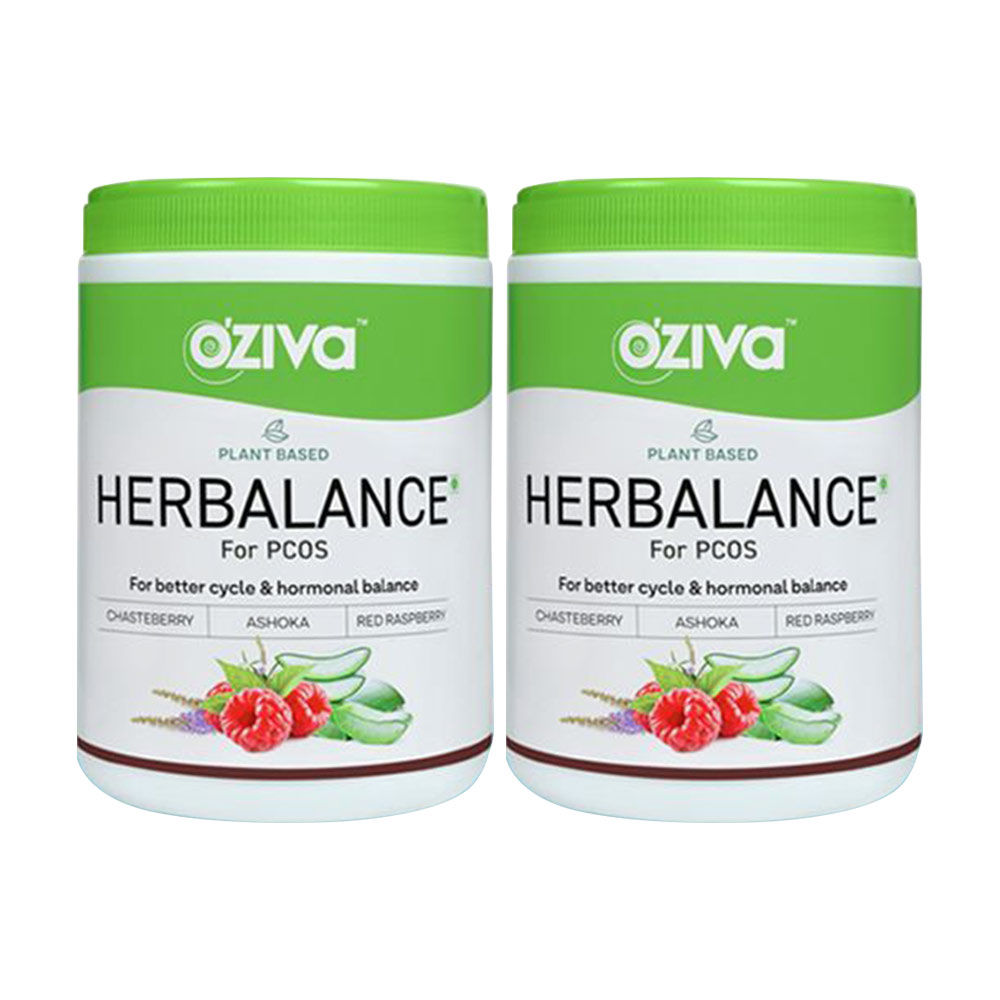 OZiva Plant based HerBalance for PCOS, with ChasteBerry, For Hormonal Balance (Pack of 2)