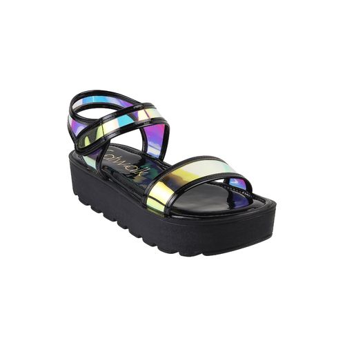 Catwalk India Catwalk Footwear Official Website Buy CATWALK Holographic  Black Sporty Sandals Online